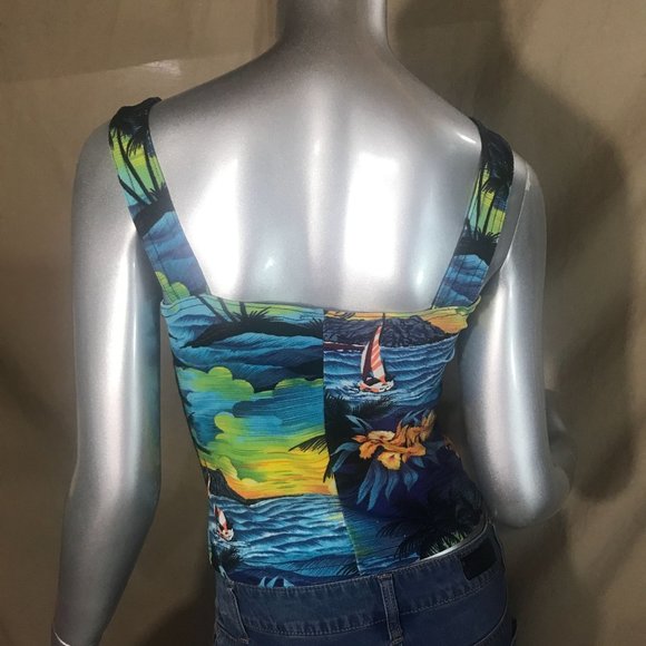 LOOKI USA Vintage Tropical Stretch Tank Small/Medium - Picture 6 of 12